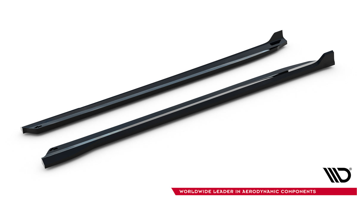 Detaljbilde av sideskjørt diffuser for Mini Countryman JCW med synlig kantprofil