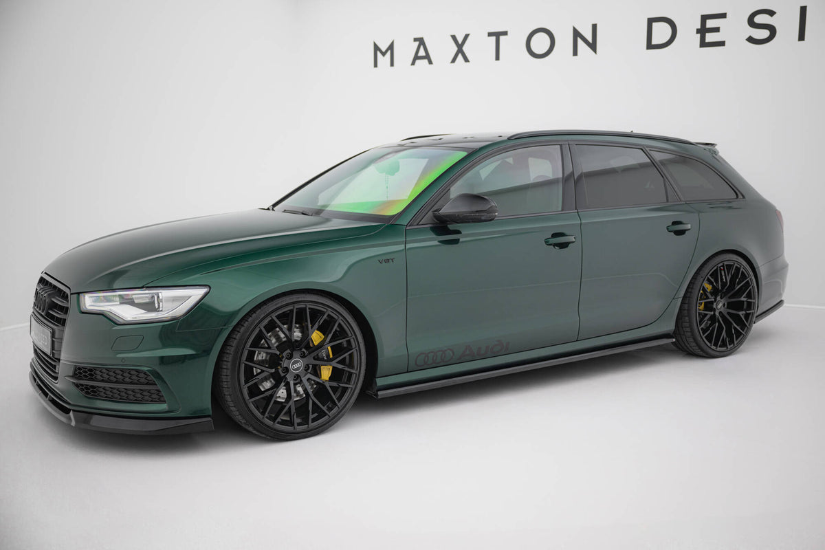 Maxton sideskjørt montert på Audi S6 C7 Avant i skrå vinkel