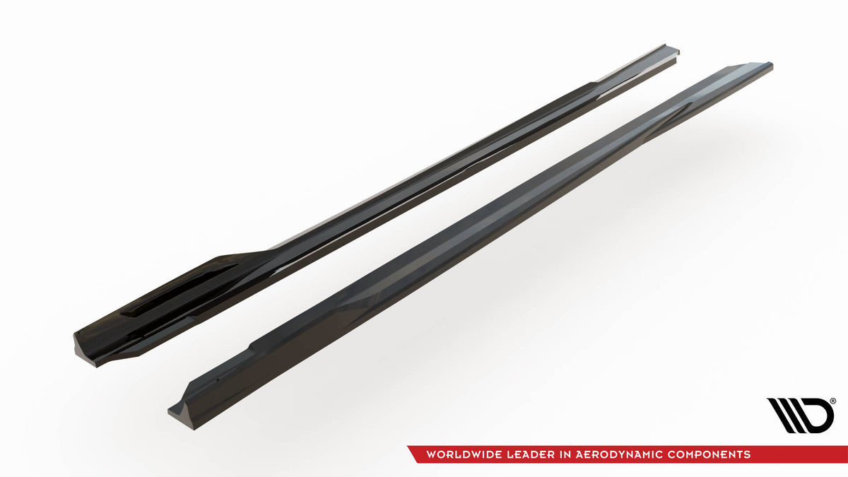 Maxton sideskjørt BMW 5 G60 V.2 – helhetlig sideprofil, svart blank overflate