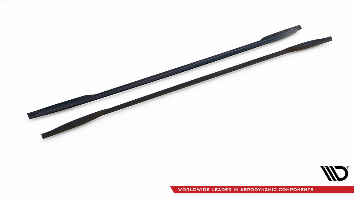 Sideskjørt diffusers V.2 detaljbilde av kant på Tesla Model 3 Performance