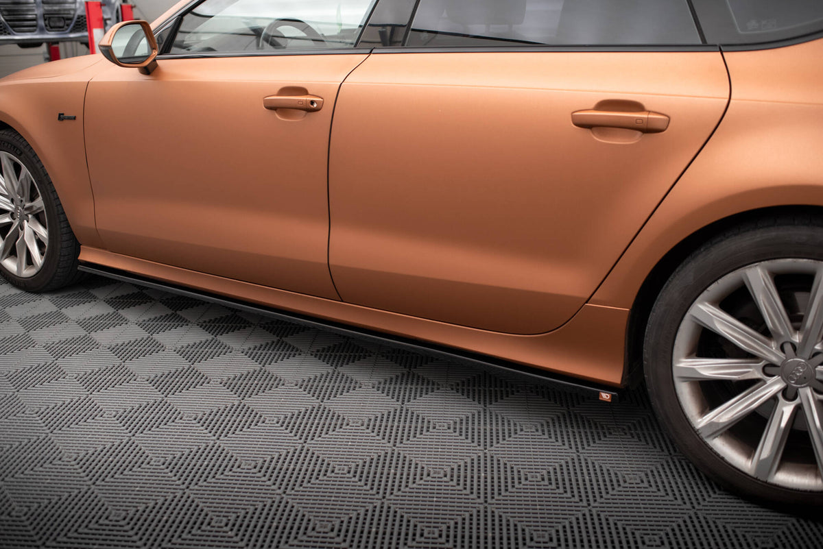 Sideskjørt diffusorer V.3 til Audi A7 S-Line C7 sett fra siden i sort finish
