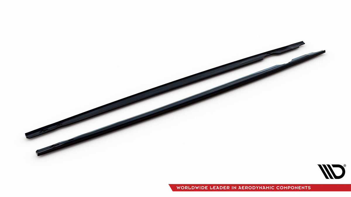 Detaljbilde av finner på sideskjørt diffuser for Golf R Mk8 Facelift