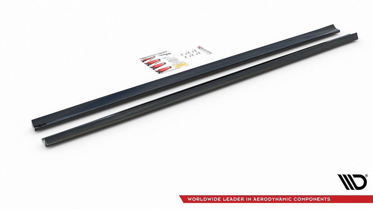 Blank sort sideskjørt diffuser i ABS til Ford Focus Mk4 Facelift sett fra siden