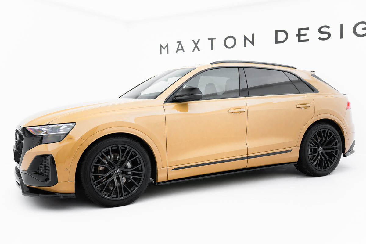 Nærbilde av ABS sideskjørt diffuser til Audi Q8 Facelift