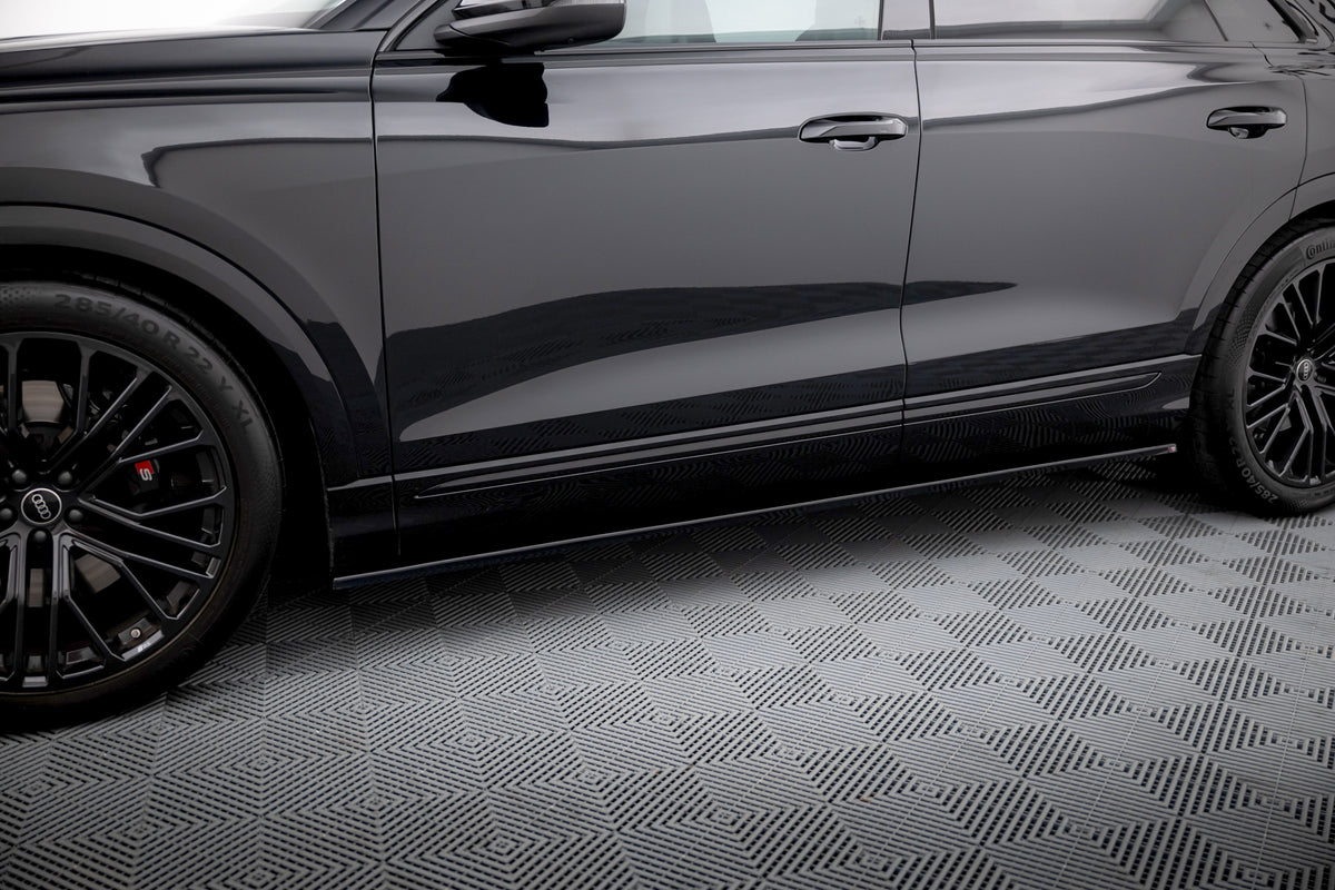 Sideskjørt diffusers i blank sort ABS til Audi Q8 S-line Mk1 Facelift