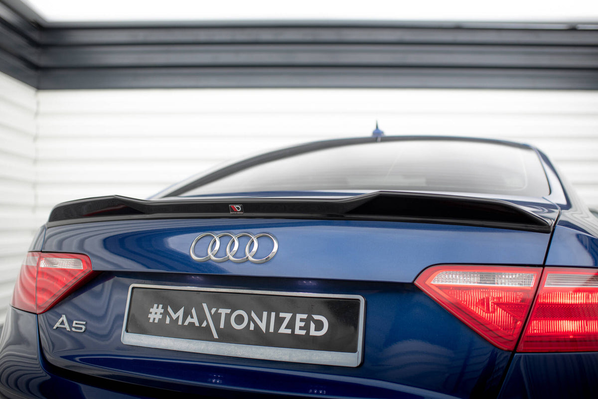 Spoiler cap 3D til Audi A5 Coupe 8T sett ovenfra i sort ABS-plast