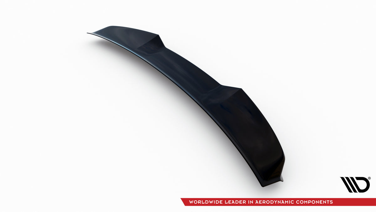 Spoiler Cap til BMW M5 Sedan G90 sett fra siden i blank sort finish