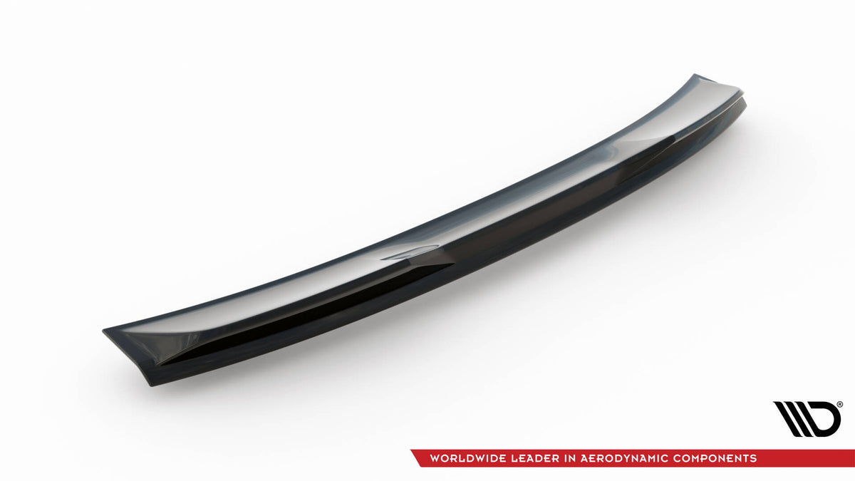 Bakfra-visning av spoiler cap i blank svart på Ford Mustang GT Mk7