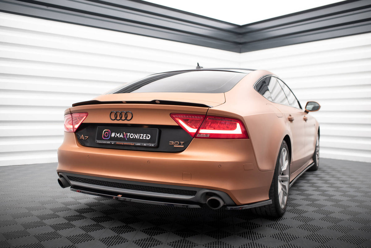 Spoilerforlenger montert på bakluka til Audi A7 C7, skrå vinkel