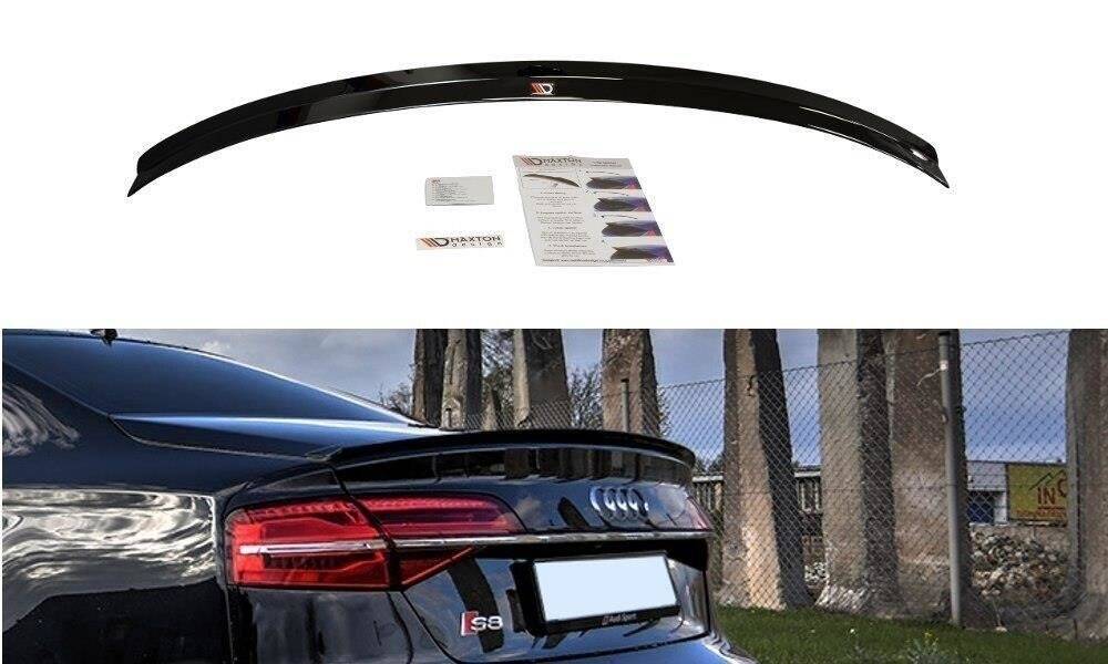 Spoiler i blank sort ABS til Audi S8 D4 Facelift montert på bakluke