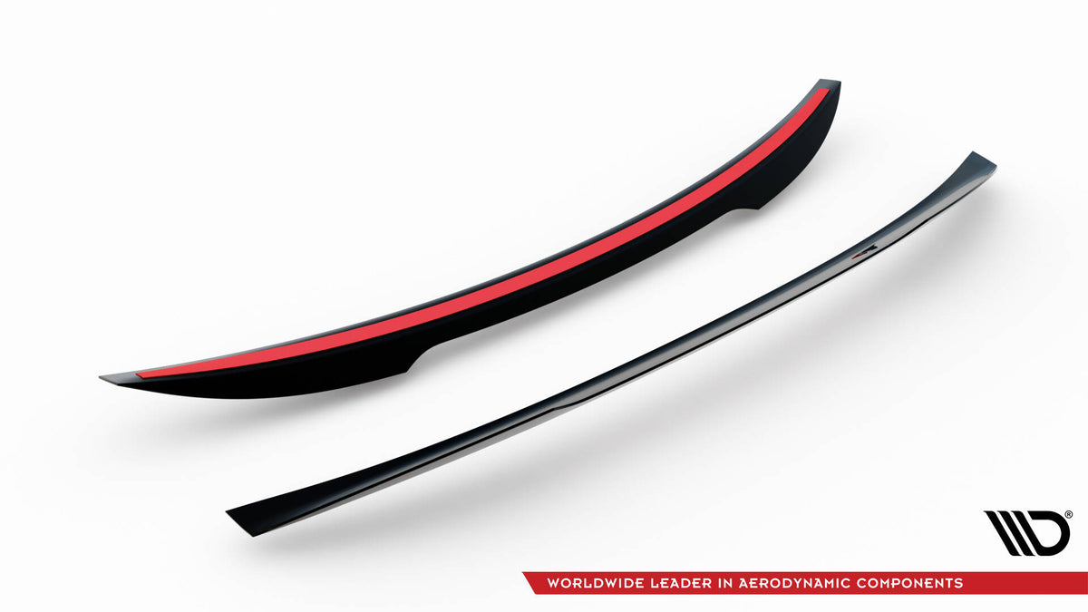 Nærbilde av spoiler cap i sort finish for Jaguar XE X760 Facelift