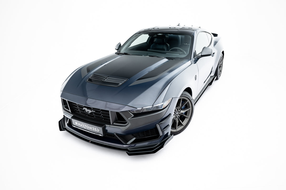 Detaljbilde av flaps på frontsplitter til Ford Mustang Dark Horse Mk7