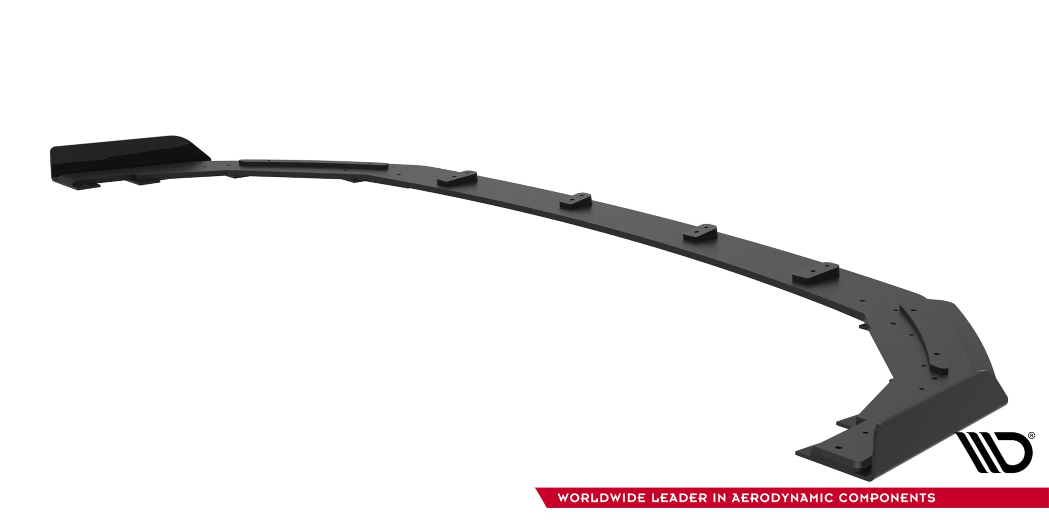 Frontleppe til Toyota Corolla Gr MK12 med flaps V1, buet svart komponent vist fra skrå side.