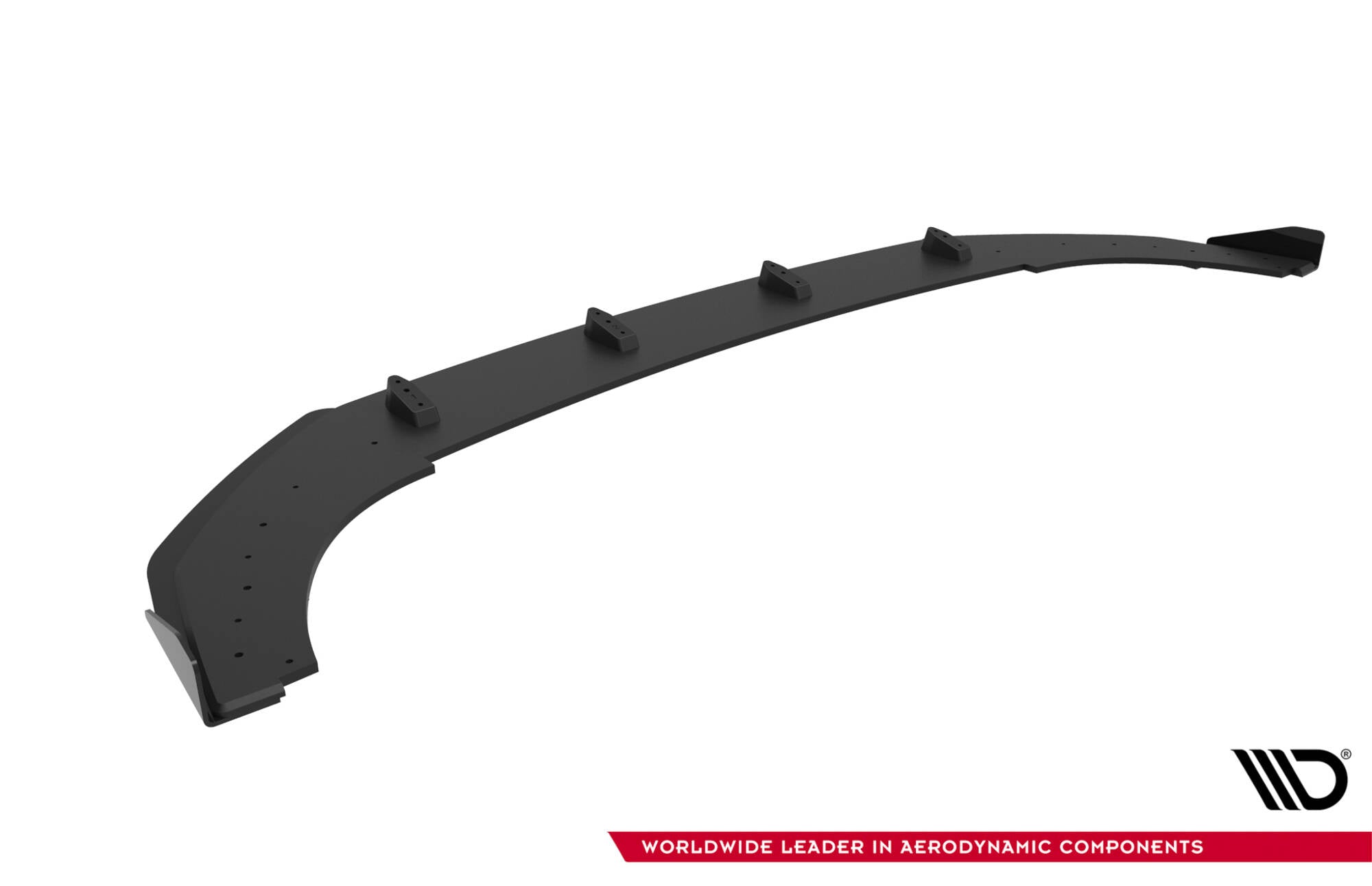 Frontleppe VW Golf GTI Clubsport MK8 Facelift V2 vist i skrå vinkel med flaps på hvit bakgrunn.