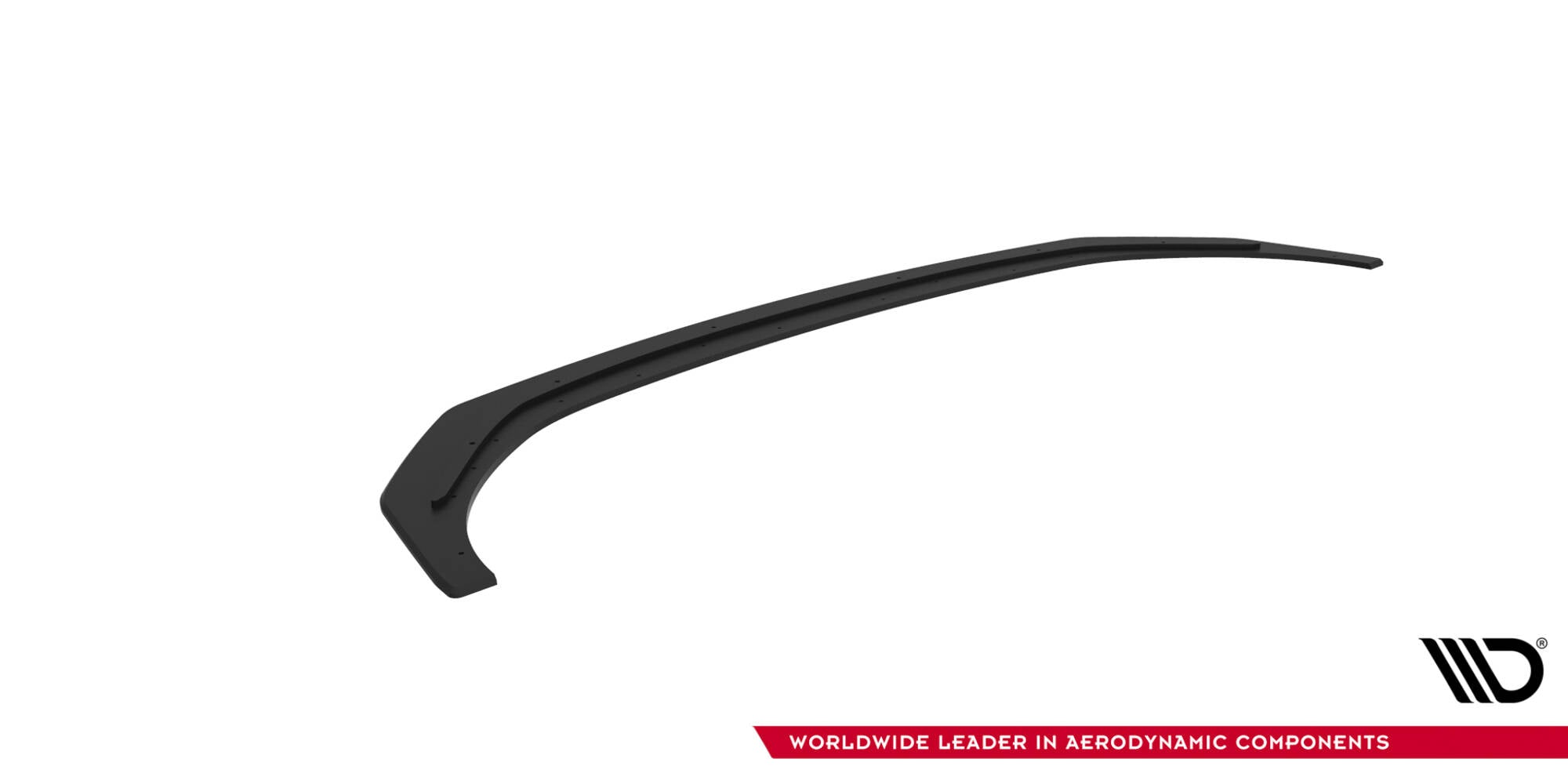 Front lip til Kia Ceed GT MK3, sort plast med buet form og monteringshull, vist fra skrå vinkel.