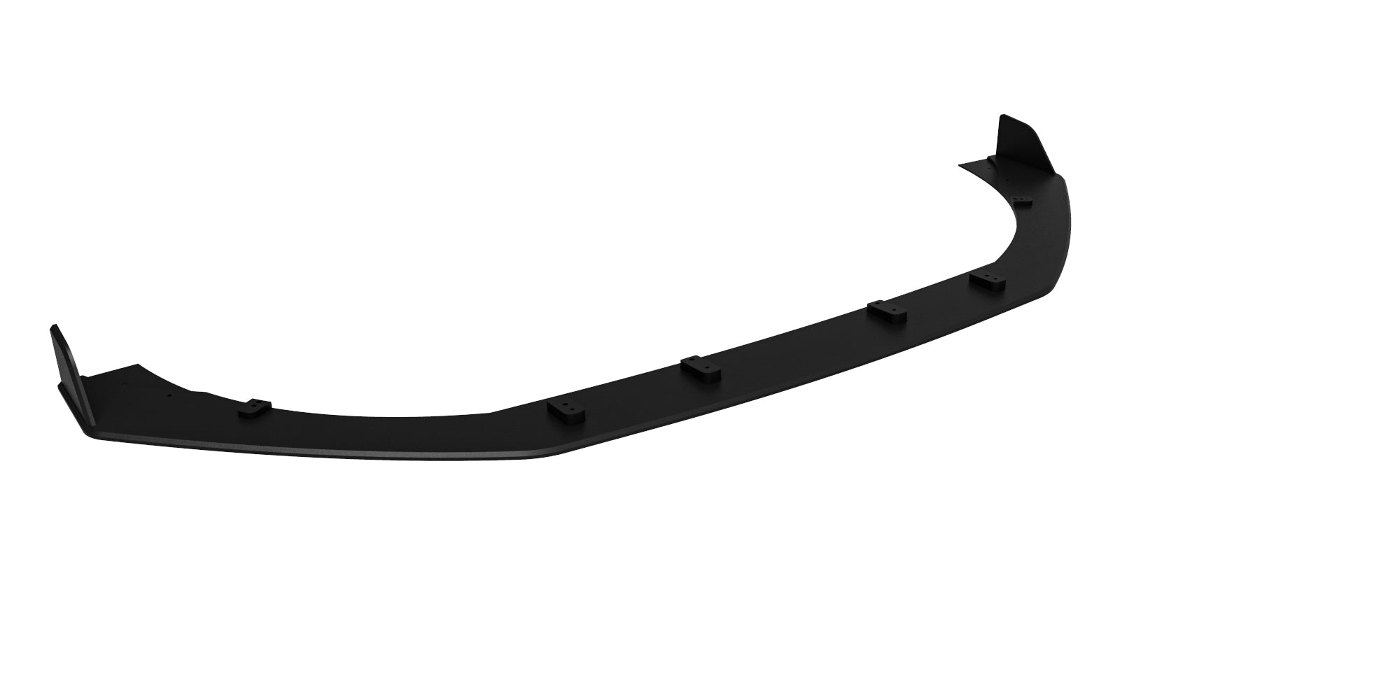 Front splitter til Renault Megane RS MK4 10mm V1 sett skrått ovenfra med festeanordninger.