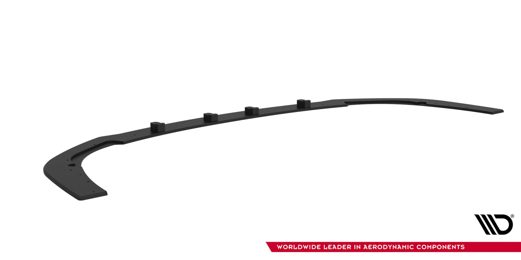 Front lip til Subaru Impreza WRX Sti MK3 Facelift, sort buet plast med festepunkter, skrå vinkel.