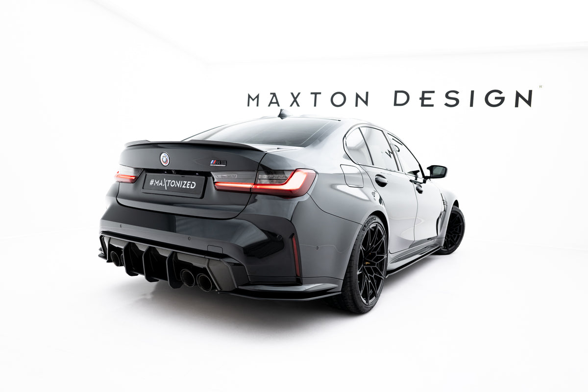 Bakre diffuser til BMW M3 G80 i matt svart ABS sett bakfra