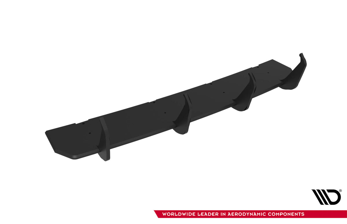 Bakre diffuser V.1 til VW Golf 8 GTI Clubsport / GTI Facelift sett rett bakfra med baklykter synlig
