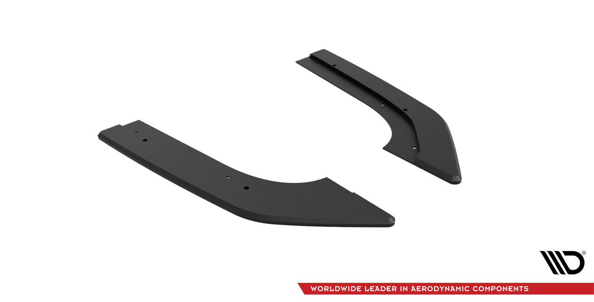 Sort bakre sideflap V2 10mm for Audi RS3 8Y Sedan – detaljbilde som viser overflatetekstur og kant