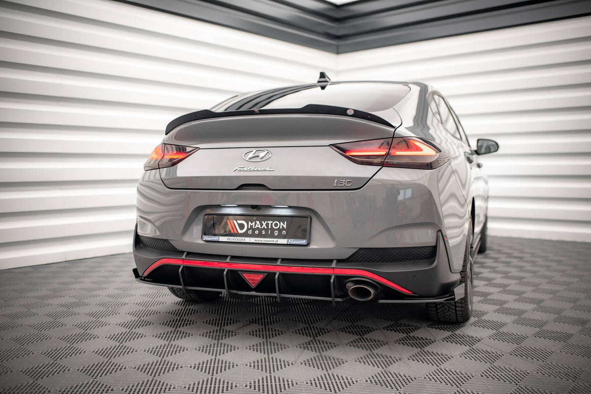 Street Pro bakre sidesplittere med flaps til Hyundai I30 Fastback N-Line Facelift, sett ovenfra