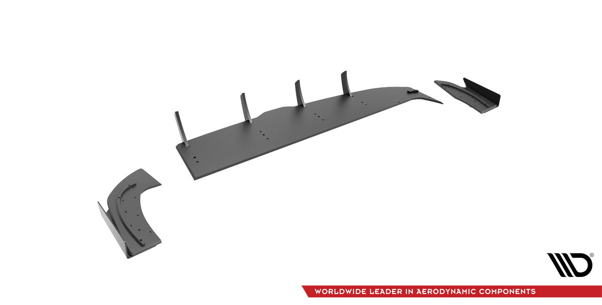 Komplett sett med bakre sidesplittere og flaps for Hyundai I30 N-Line inkludert monteringsutstyr