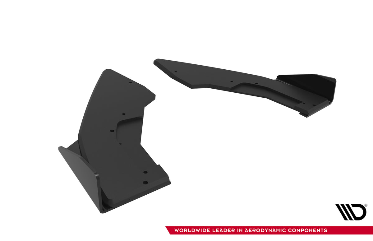 Detaljbilde av Maxton Design V1 bakre sidesplittere med flaps til BMW M135i F70 i ABS-plast
