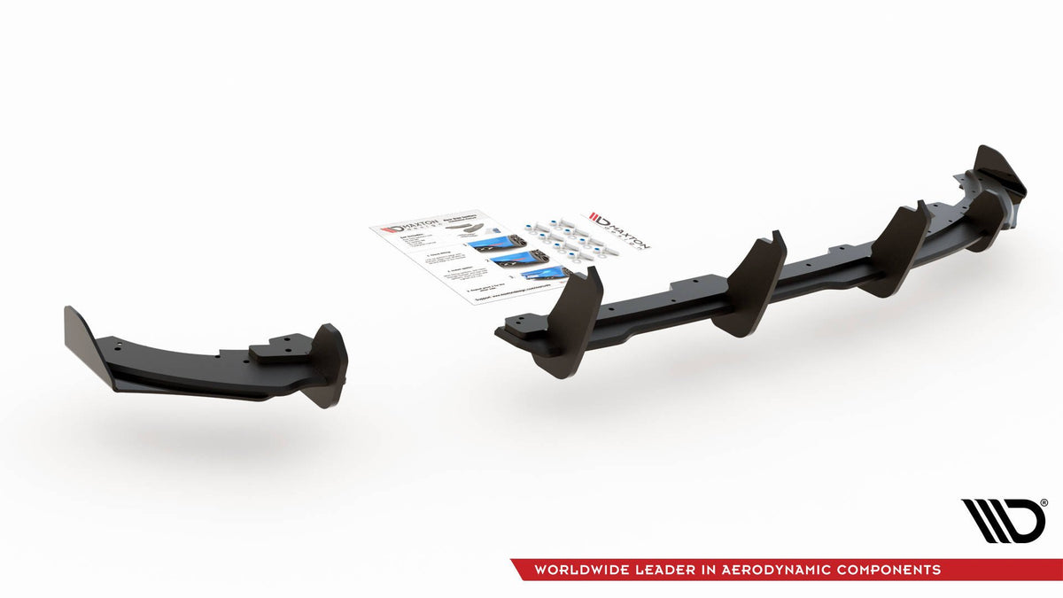 Diffuser og flaps til VW Polo GTI MK6, produktbilde ovenfra mot hvit bakgrunn