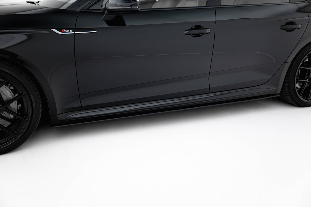 Street Pro sideskjørt diffuser til Audi RS5 Sportback F5 i matt svart, sett forfra
