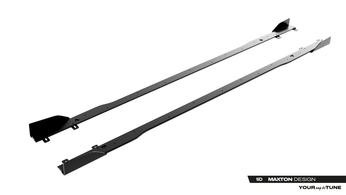 Matt svart sideskjørt diffuser sett til Audi S5 Avant B10, sidevisning