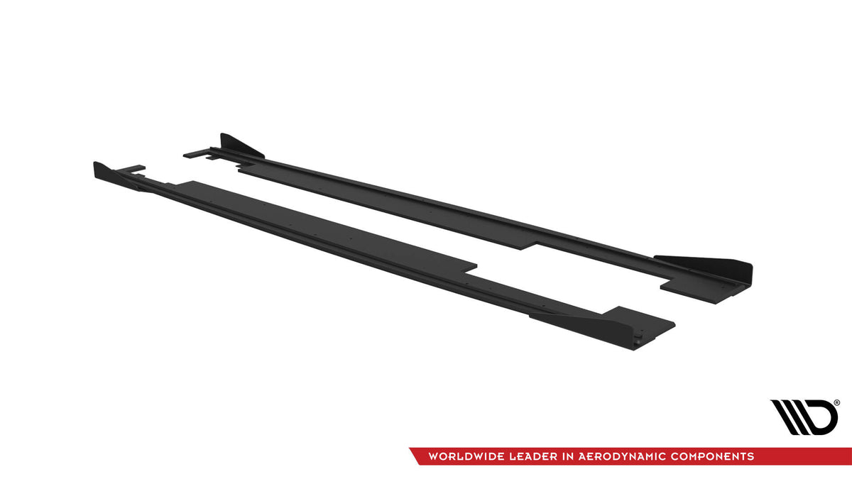 Komplett sideskjørt diffuser-sett med flaps for Audi A7 RS7 Look, detaljbilde av montering