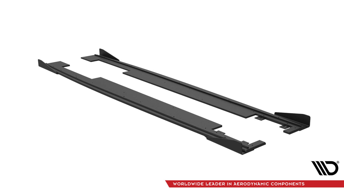 Street Pro Sideskjørt Diffusorer + Flaps Audi A7 C7 RS7 Look - AUA7C7RS7LOOKCNC-SD1B+SF1G