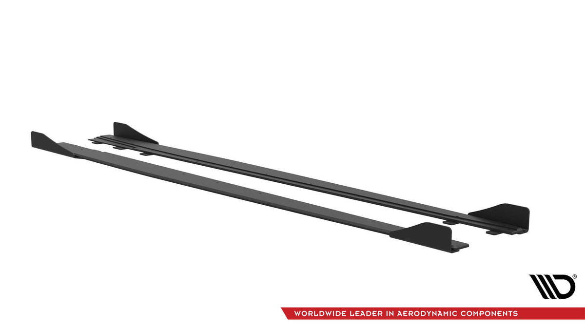 Maxton Design sideextension for Audi S3 8V Sedan, sett bakfra langs terskelpartiet