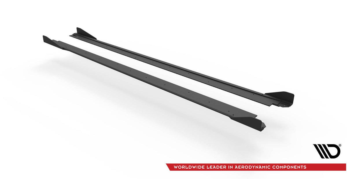 Sideskjørt diffusorer med flaps montert på Seat Leon FR Mk4, skrå vinkel forfra