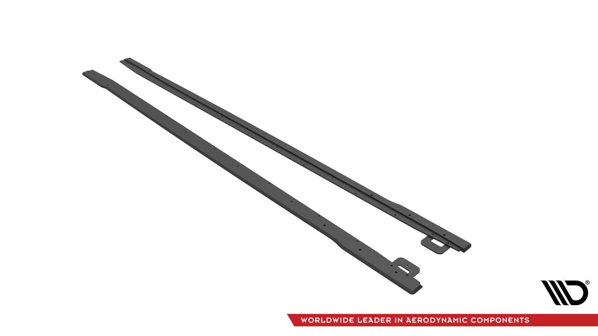 Sideskjørt-diffuser for Ford Mustang GT Facelift sett ovenfra med synlig fresemønster