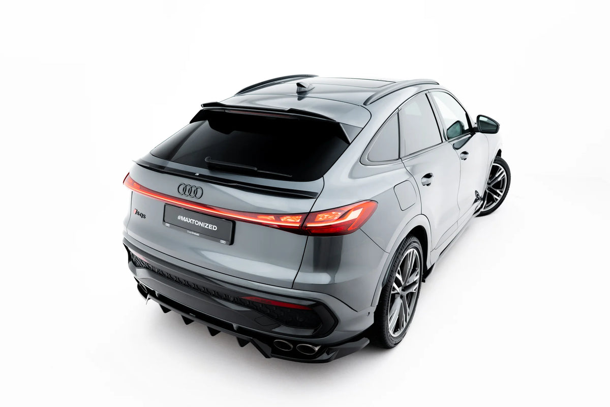 Spoiler Cap i blank sort ABS til Audi SQ5 Sportback Mk3 sett ovenfra