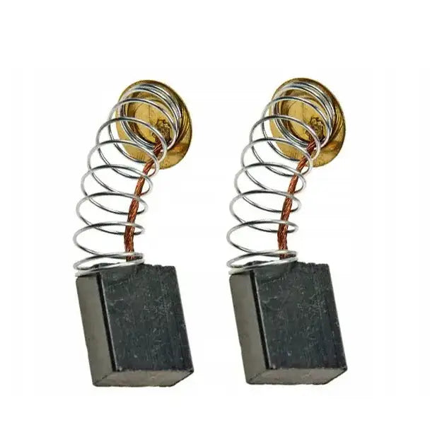 To kullbørster med fjær til poleringsmaskin, frontvisning med tydelig gullkontakt på hvit bakgrunn.