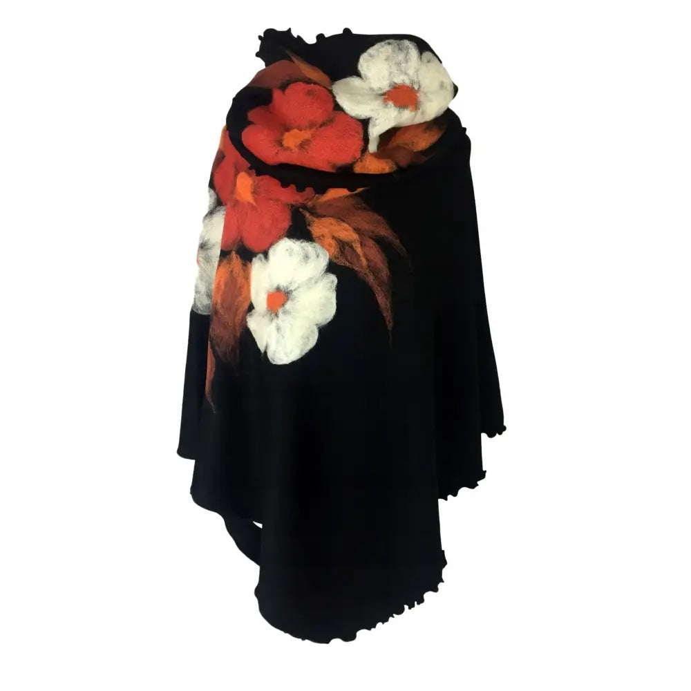 Poncho med Halskrage i Ullmaling Strikket Mønster 594