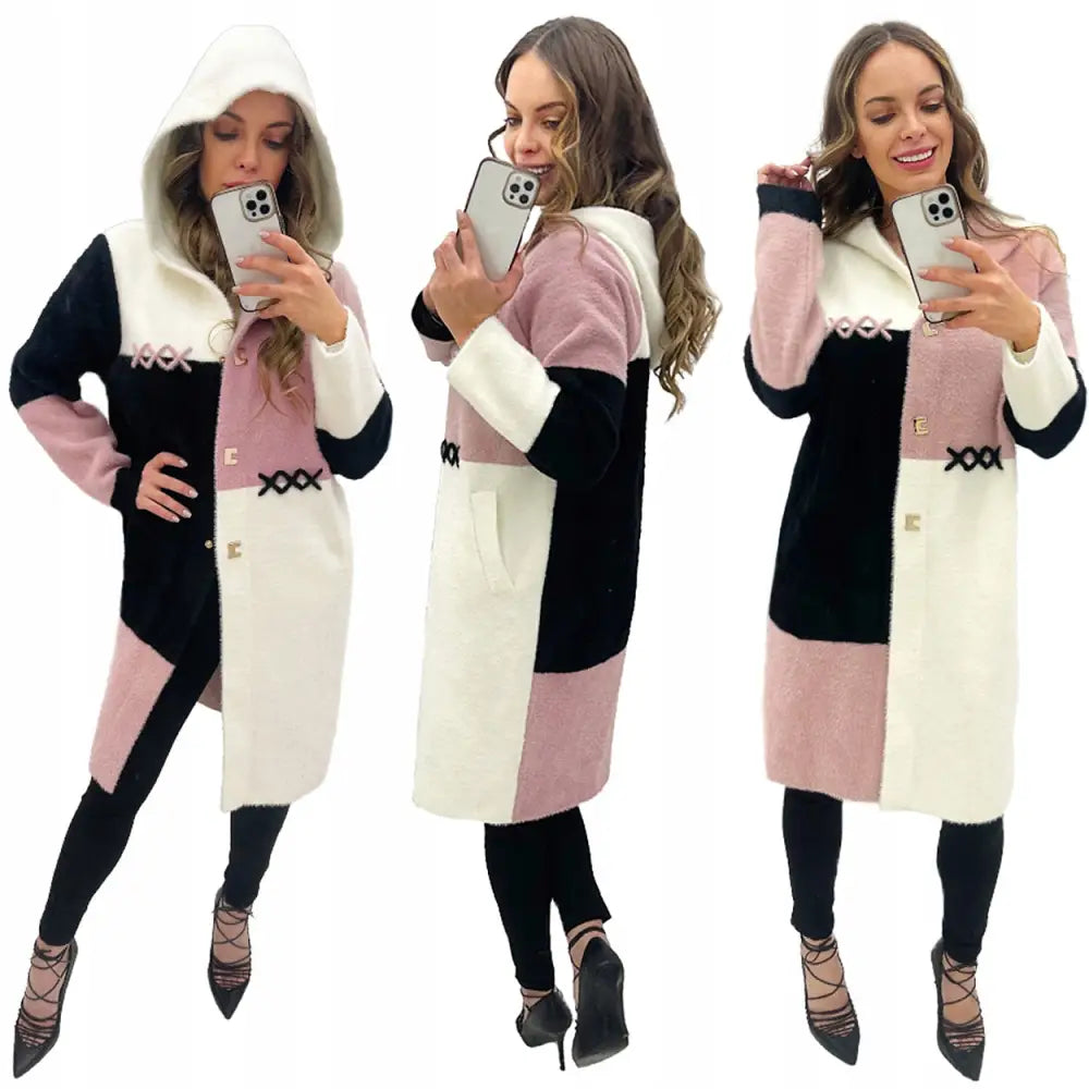 Premium Alpakka Frakk Ull Mote Farger Oversize - Flerfarget v