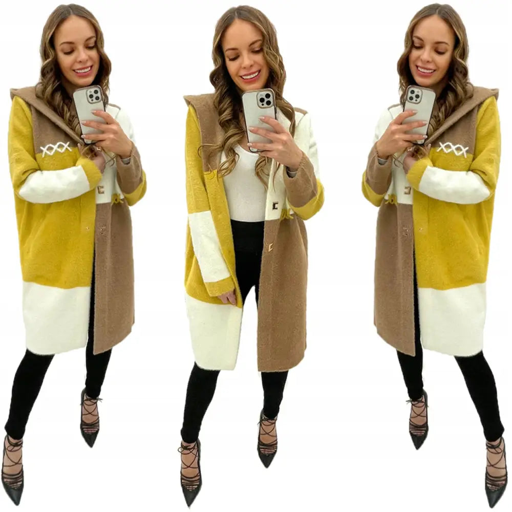 Premium Alpakka Frakk Ull Trendy Farger Oversize - Flerfarget