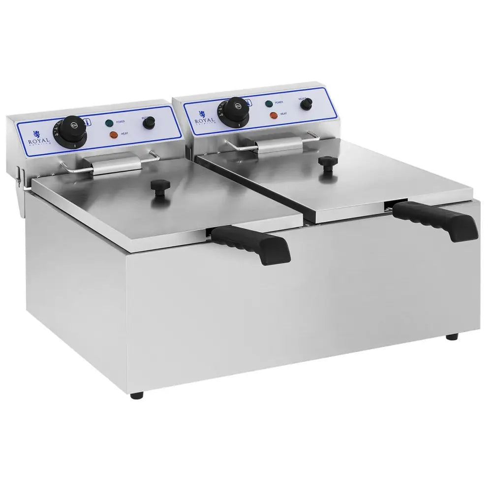 Profesjonell Dobbel Fritøse for Fisk og Pommes Frites 6000w 2 x 17l Royal Catering Rcef 15d