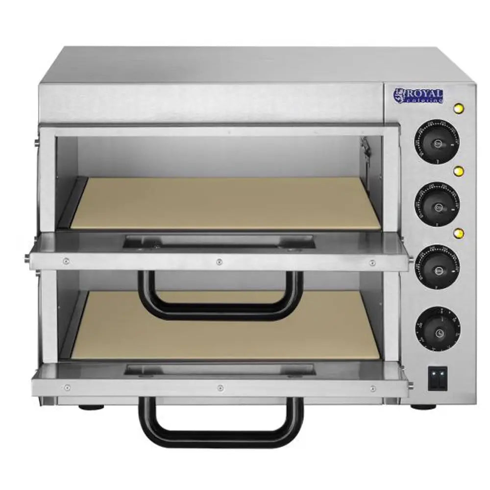 Profesjonell Dobbel Pizzaovn 2 x 40cm 3000w 230v Royal Catering