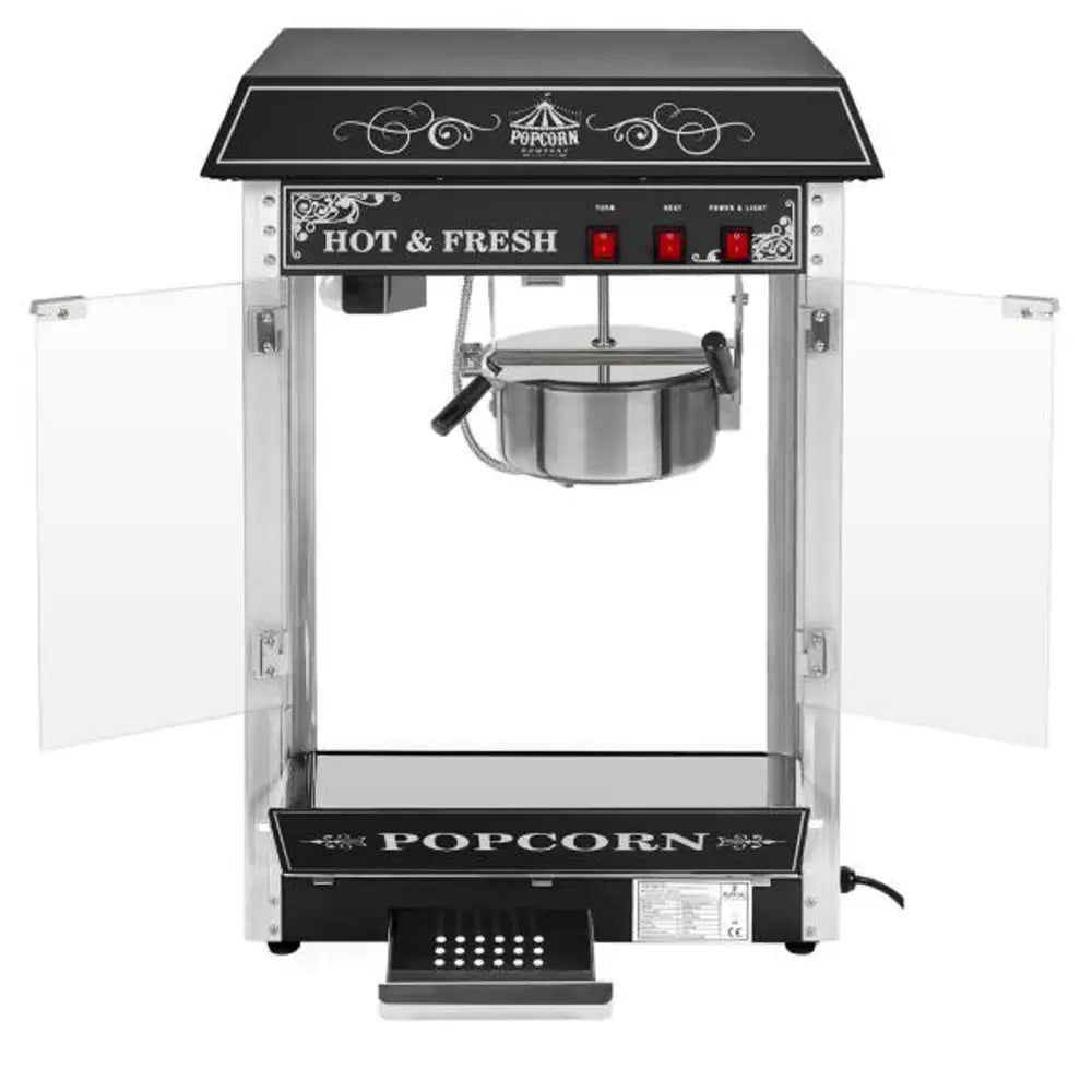 Profesjonell Effektiv Popcornmaskin på Vogn 230v 1.6kw Svart