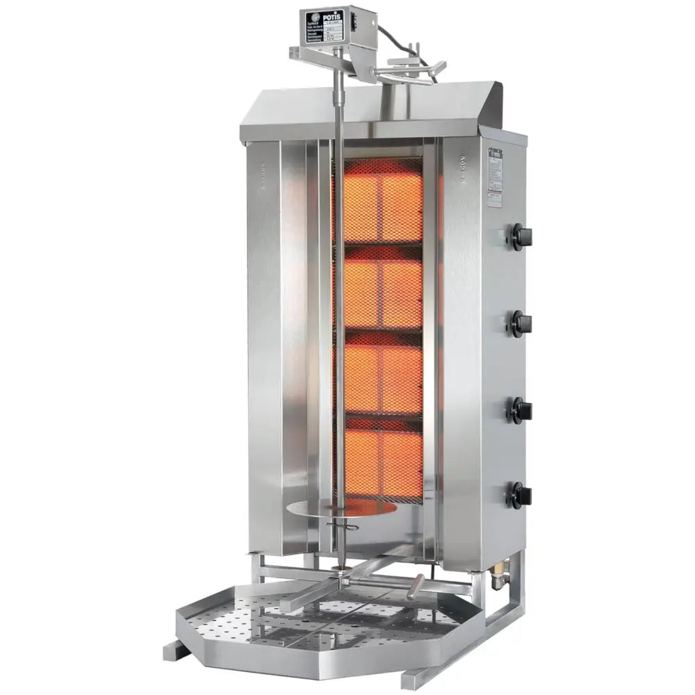 Profesjonell Gassgrill for Kebab og Gyros Potis - 70 Kg 230 v 11.2 Kw