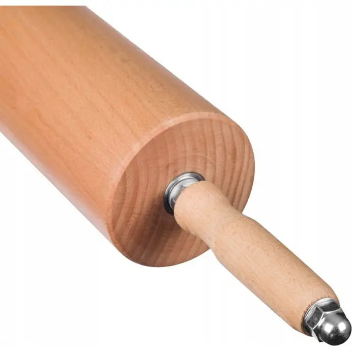 Profesjonell trepinne på kulelager, sidevisning med synlig håndtak og metallbeslag på enden.