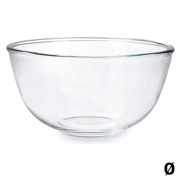 Pyrex Classic glassbolle med avrundede kanter, sett skrått forfra, viser minimalistisk design.