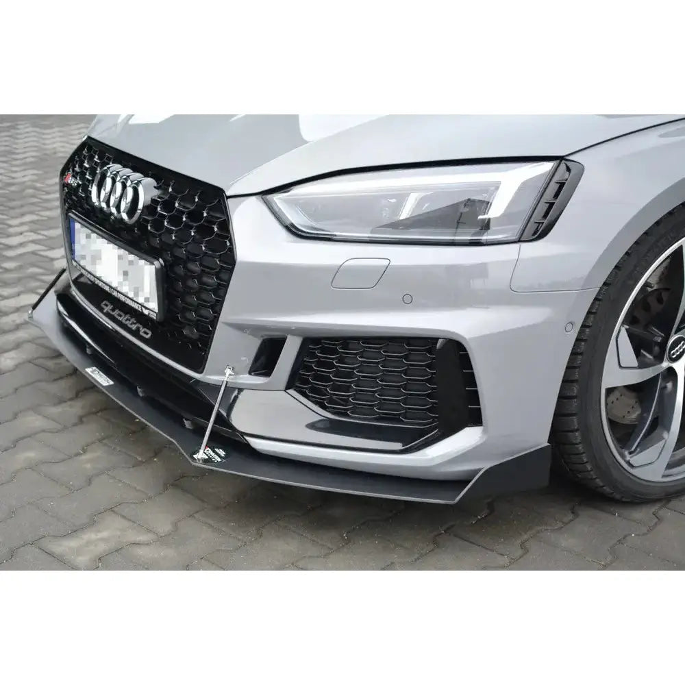 Spoiler Frontspoiler V.2 Audi Rs5 F5 nærbilde av sportslig frontsplitter og sort hekkgrill.