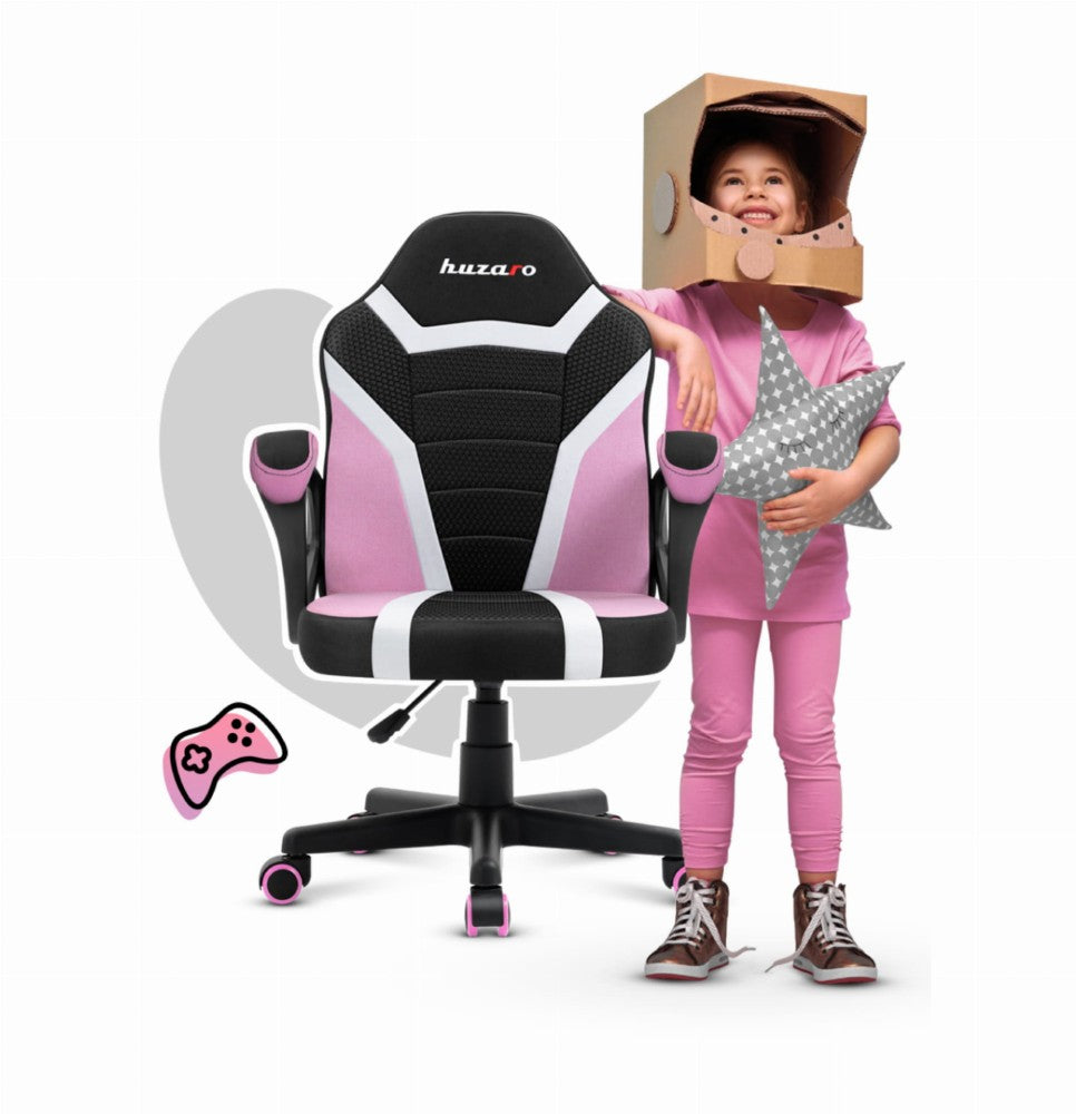 Huzaro Ranger 1.0 Rosa Mesh barnegamingstol – forfra