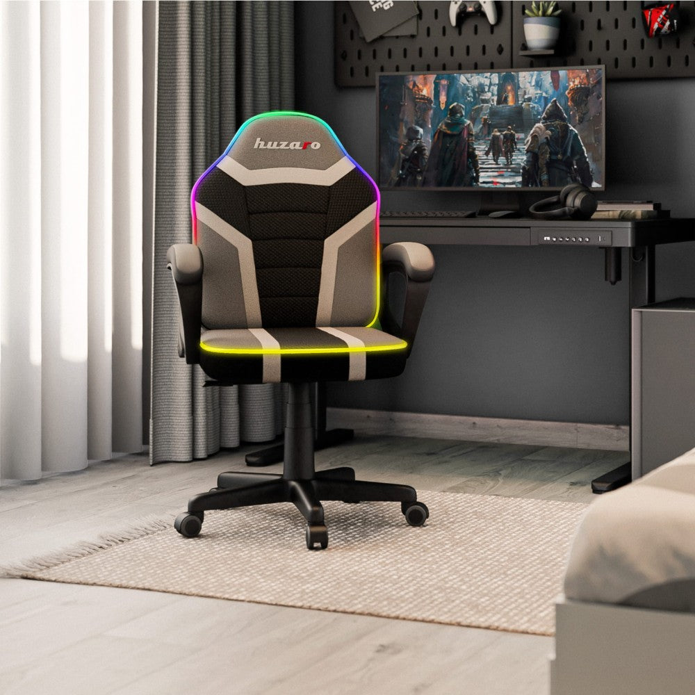 Nærbilde av RGB-belysning på Huzaro Ranger 1.0 barnegamingstol