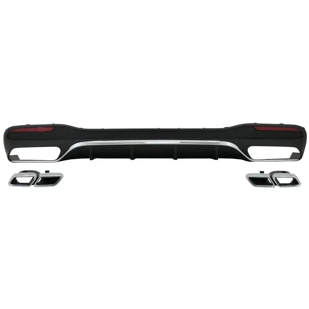 Rear Bumper Air Diffuser With Exhaust Muffler Tips Suitable for Mercedes Gle Class W166 Suv Facelift (2015-2019) Gle63